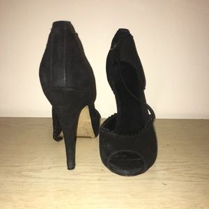 Suede Peep Toe Pumps
